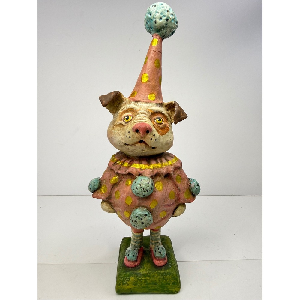 Bethany Lowe Debra Schoch Hop Hop Jingle Boo Dog Clown Figurine Pink Rare